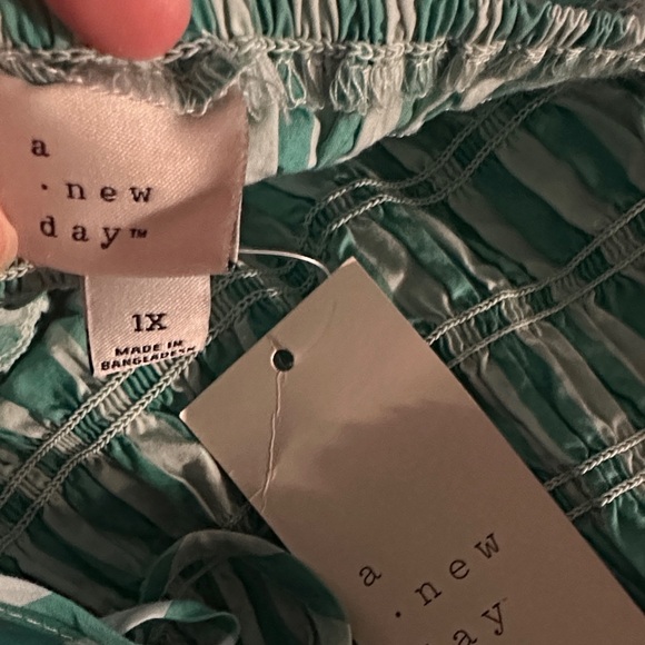 Mint Green and White Striped Tie-Shoulder Midi Dress - Picture 4 of 5